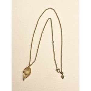 Vintage Sarah Coventry Necklace Gold Tone Leaf With A Faux Pearl